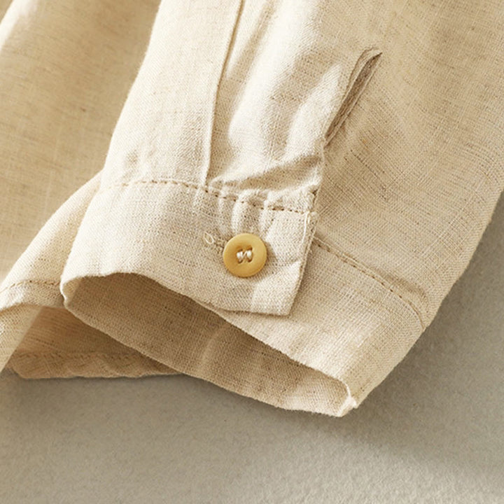 Chemise à manches longues pour femme avec boutons et broderie florale inspirée des Buddha Stones - image 9