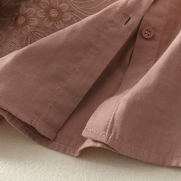 Chemise à revers à manches longues pour femme, ornée de Buddha Stones, de fleurs et de motifs de vigne. - image 15