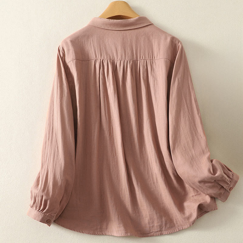 Chemise à revers à manches longues pour femme, ornée de Buddha Stones, de fleurs et de motifs de vigne. - image 8