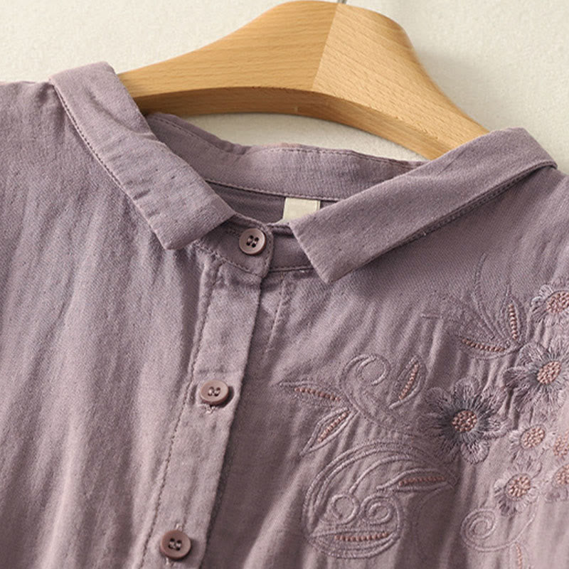 Chemise à revers à manches longues pour femme, ornée de Buddha Stones, de fleurs et de motifs de vigne. - image 18