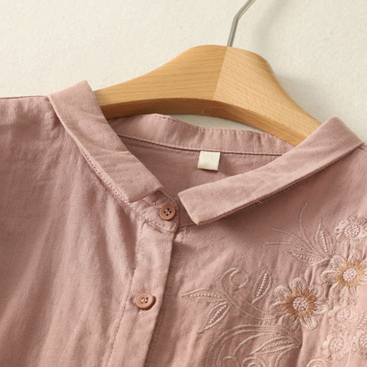 Chemise à revers à manches longues pour femme, ornée de Buddha Stones, de fleurs et de motifs de vigne. - image 9