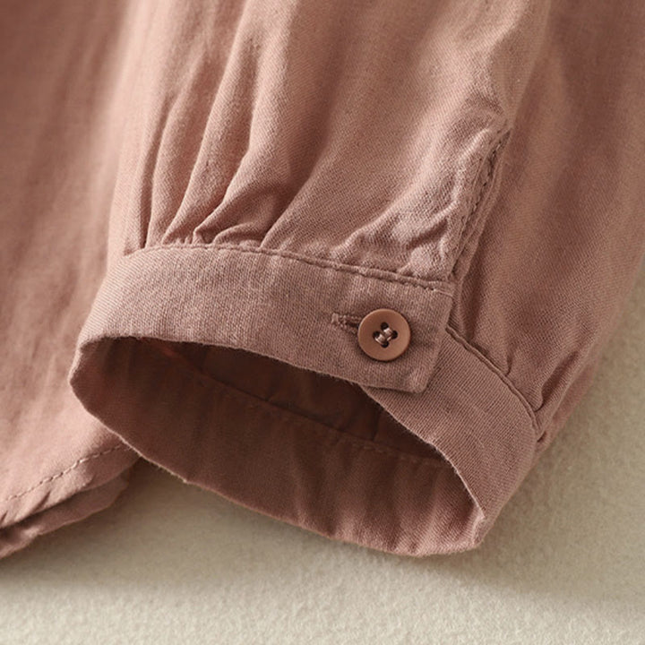 Chemise à revers à manches longues pour femme, ornée de Buddha Stones, de fleurs et de motifs de vigne. - image 14