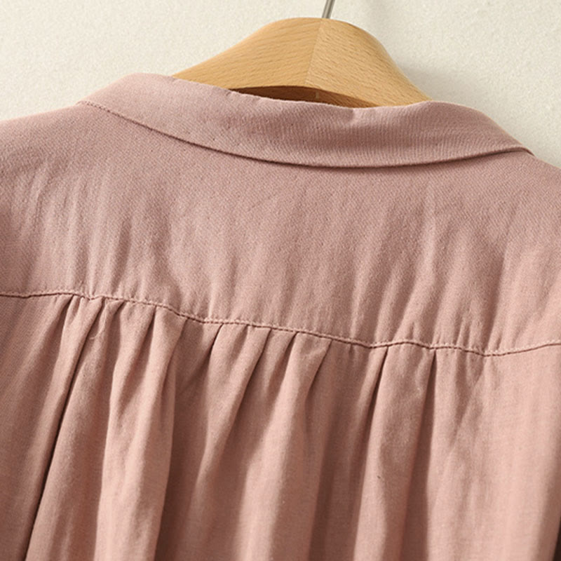 Chemise à revers à manches longues pour femme, ornée de Buddha Stones, de fleurs et de motifs de vigne. - image 10