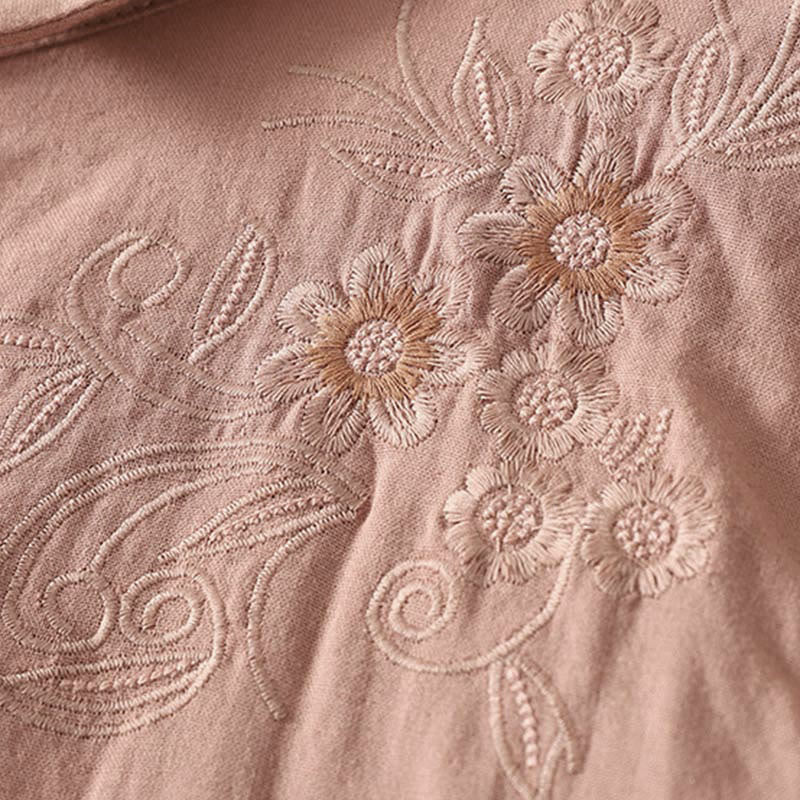 Chemise à revers à manches longues pour femme, ornée de Buddha Stones, de fleurs et de motifs de vigne. - image 12