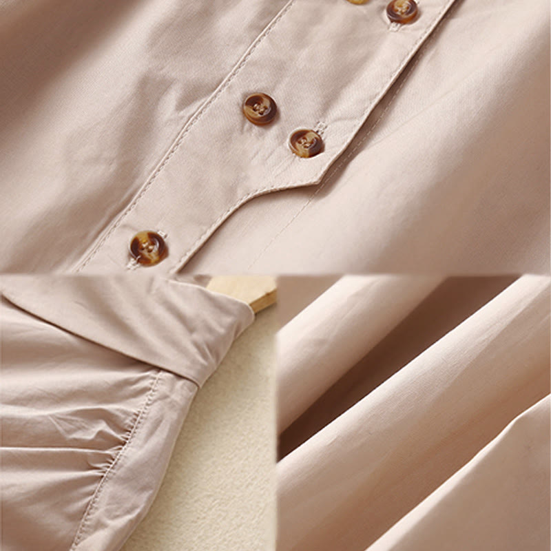 Chemise à revers en coton uni à manches longues et double boutonnage avec Buddha Stones - image 11