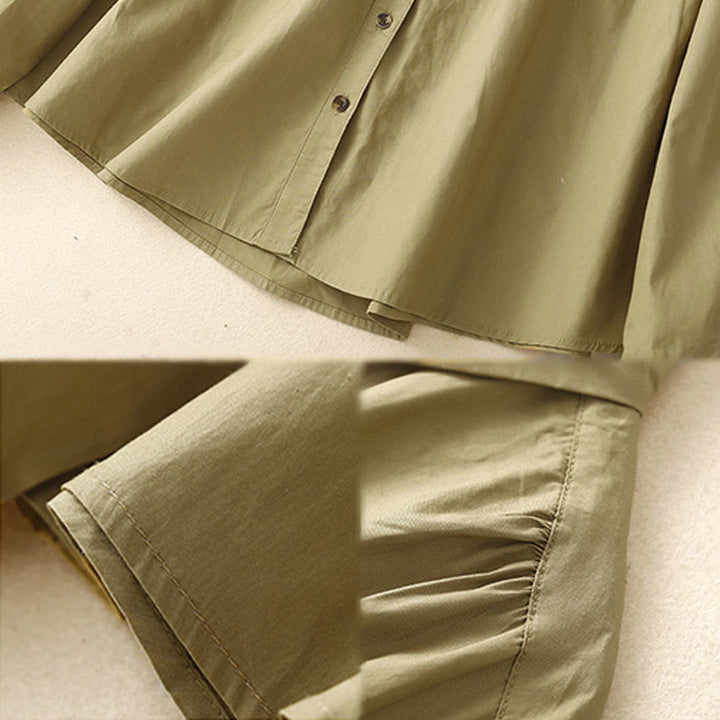 Chemise à revers en coton uni à manches longues et double boutonnage avec Buddha Stones - image 16