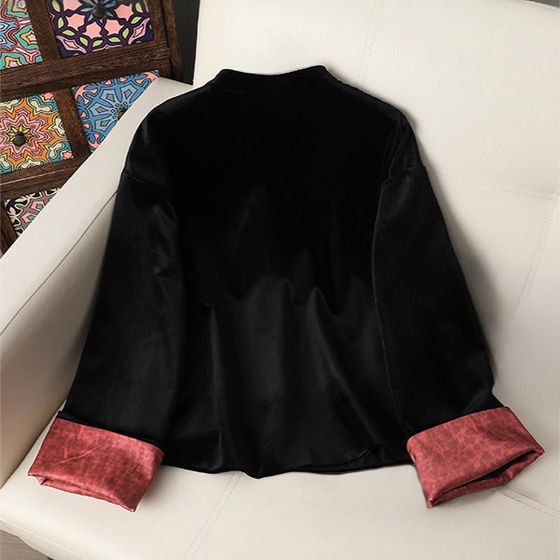 Veste épaisse à manches longues pour femme avec motif de fleurs suspendues et Buddha Stones  - image 1