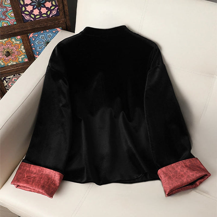 Veste épaisse à manches longues pour femme avec motif de fleurs suspendues et Buddha Stones  - image 1