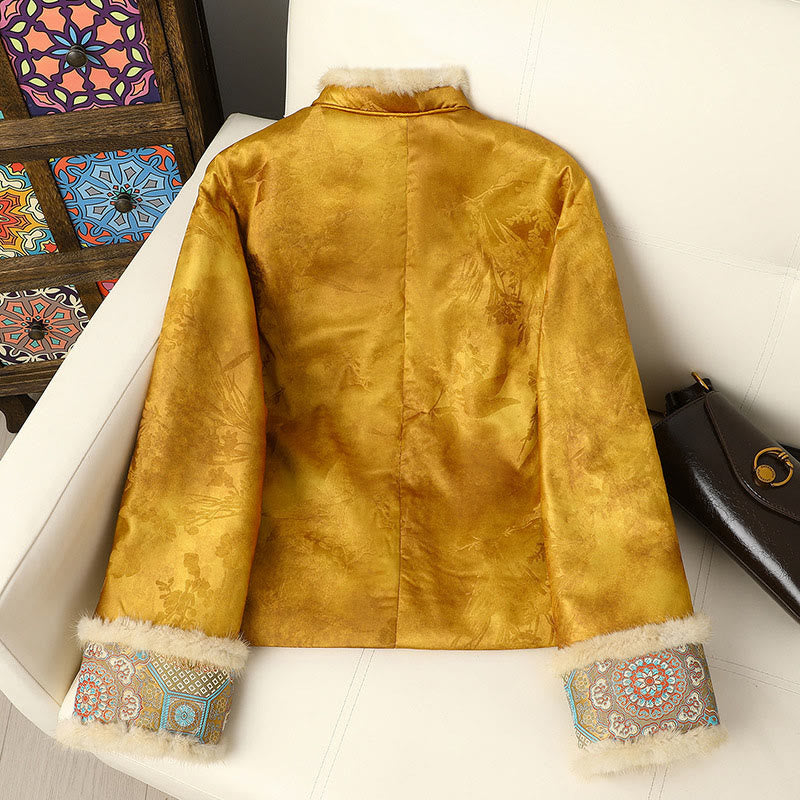 Veste épaisse à manches longues pour femme, ornée de boutons en forme de grenouille et de motifs traditionnels chinois, Buddha Stones  - image 1