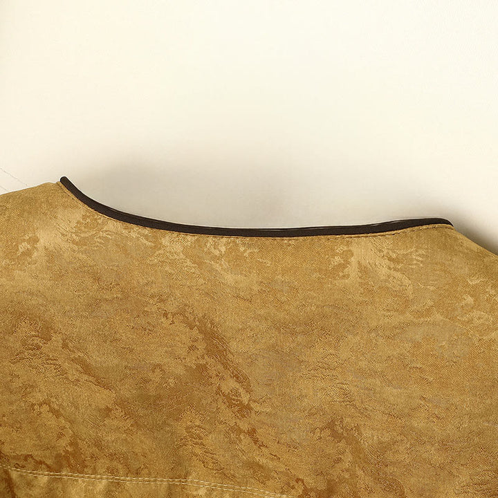 Veste épaisse à manches longues pour femme, en jacquard à motif foncé avec boutons grenouille et Buddha Stones, dotée de poches. - image 3