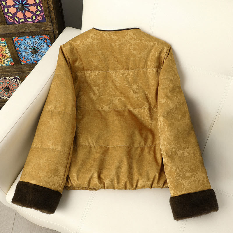 Veste épaisse à manches longues pour femme, en jacquard à motif foncé avec boutons grenouille et Buddha Stones, dotée de poches. - image 1