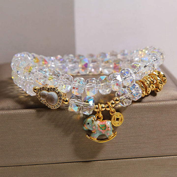 Bracelet double tour en calebasse et cristal , Buddha Stones, symbole du zodiaque chinois, année du Cheval. Pièce de monnaie en cuivre et cristal. - image 15