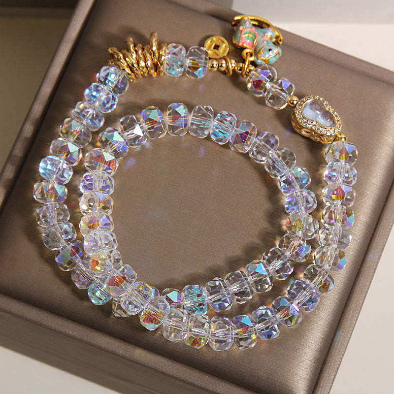 Bracelet double tour en calebasse et cristal , Buddha Stones, symbole du zodiaque chinois, année du Cheval. Pièce de monnaie en cuivre et cristal. - image 10