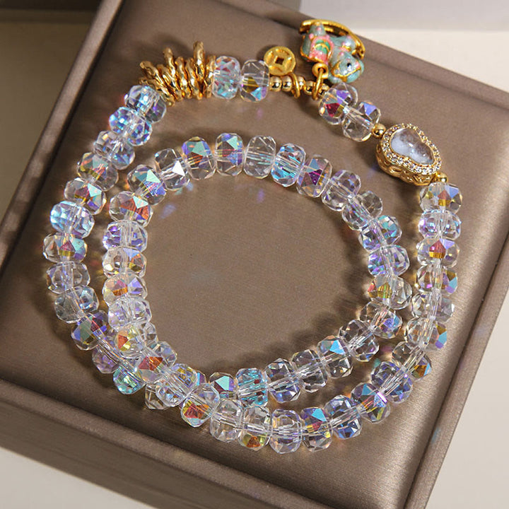 Bracelet double tour en calebasse et cristal , Buddha Stones, symbole du zodiaque chinois, année du Cheval. Pièce de monnaie en cuivre et cristal. - image 10