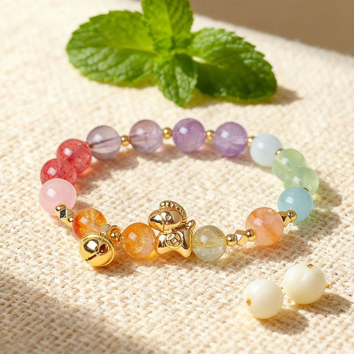 Bracelet de protection en Buddha Stones, année du Cheval, citrine, améthyste et cristaux variés - image 2