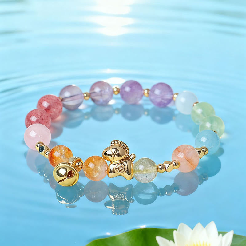 Bracelet de protection en Buddha Stones, année du Cheval, citrine, améthyste et cristaux variés - image 4