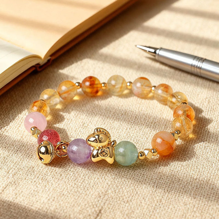 Bracelet de protection en Buddha Stones, année du Cheval, citrine, améthyste et cristaux variés - image 7