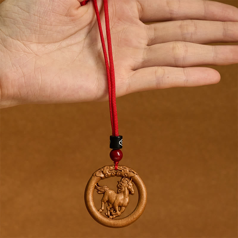 Pendentifs en Buddha Stones, bois de pêcher, signe du zodiaque chinois, année du Cheval, pour éloigner les mauvais esprits - image 11