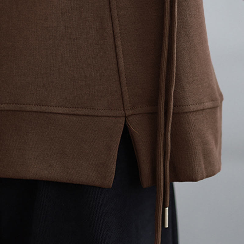 Sweat-shirt à manches longues en coton uni à col rond et boutons grenouille pour femme, motif Buddha Stones - image 15