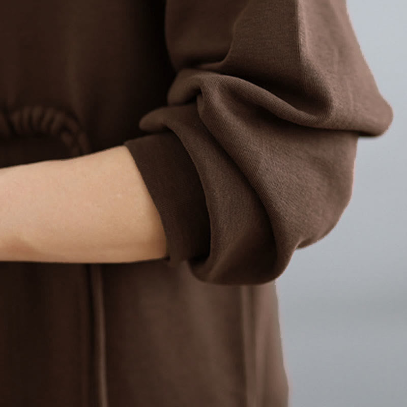 Sweat-shirt à manches longues en coton uni à col rond et boutons grenouille pour femme, motif Buddha Stones - image 13