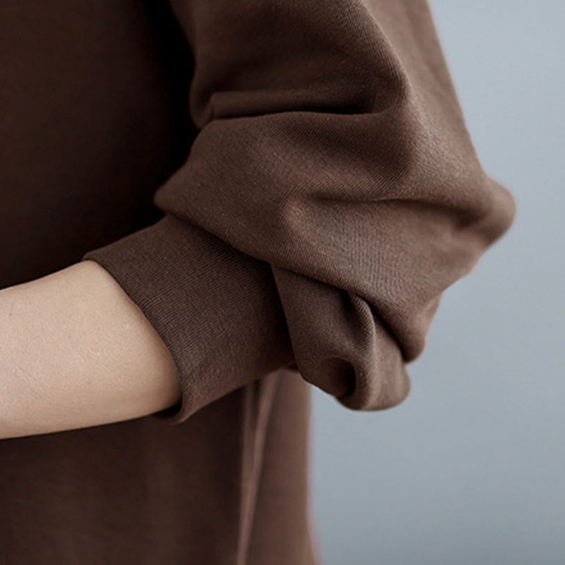 Sweat-shirt en coton pour femme, motif Buddha Stones, couleur unie, design asymétrique, col rond, manches longues. - image 11