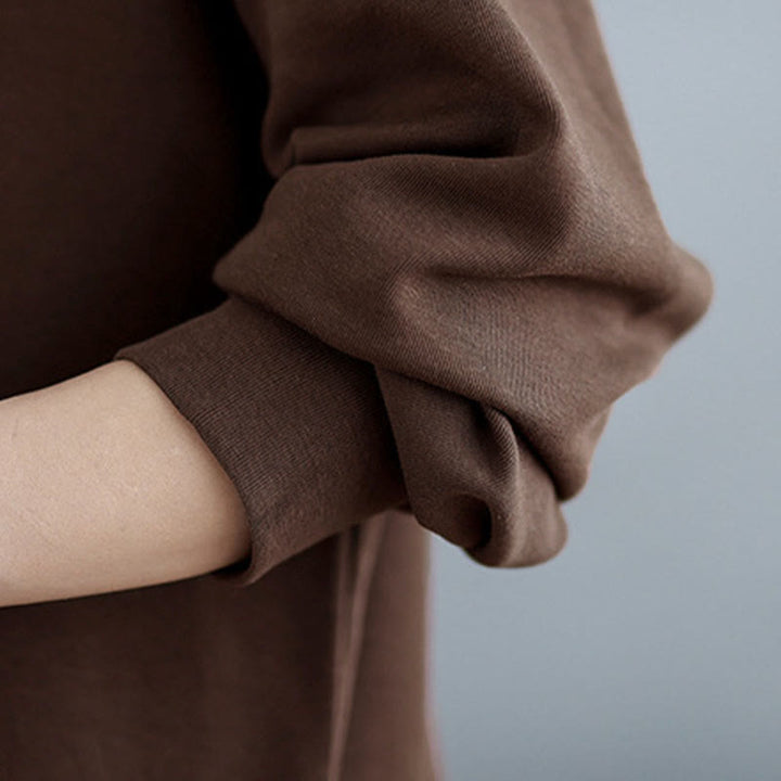 Sweat-shirt en coton pour femme, motif Buddha Stones, couleur unie, design asymétrique, col rond, manches longues. - image 11