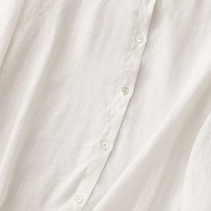 Chemise à manches longues en coton pour femme, couleur unie, col rond et boutons, motif Buddha Stones - image 11