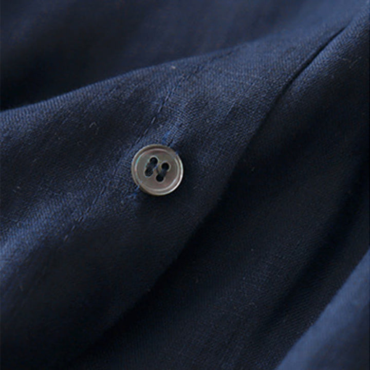 Chemise à manches longues en coton pour femme, couleur unie, col rond et boutons, motif Buddha Stones - image 2