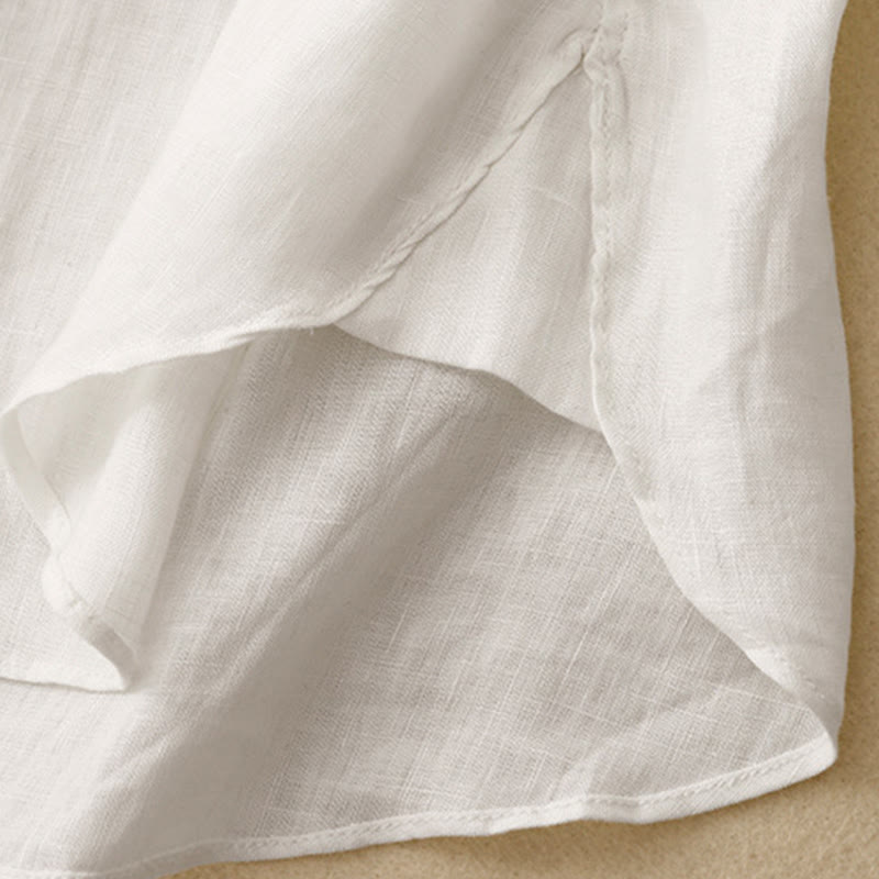 Chemise à manches longues en coton pour femme, couleur unie, col rond et boutons, motif Buddha Stones - image 13