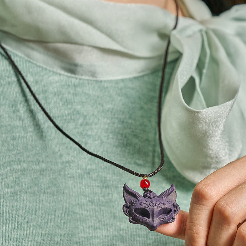 Buddha Stones, Masque de Renard, Papillon, Taotie, Boucle de Paix, Collier Pendentif Fortune - image 5