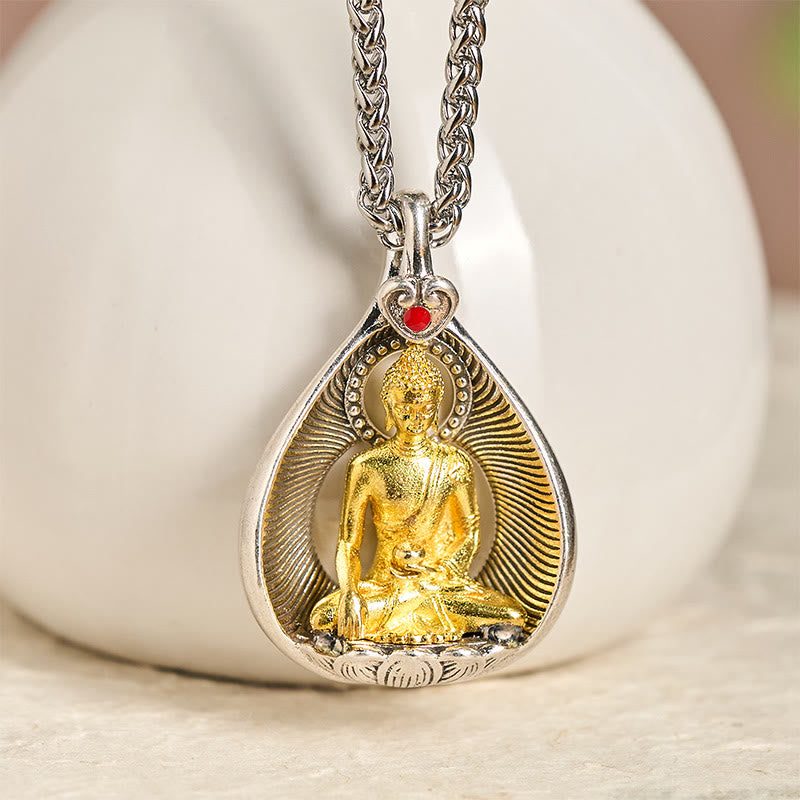 Collier pendentif porte-bonheur en argent plaqué cuivre , Buddha Stones de Bouddha - image 9