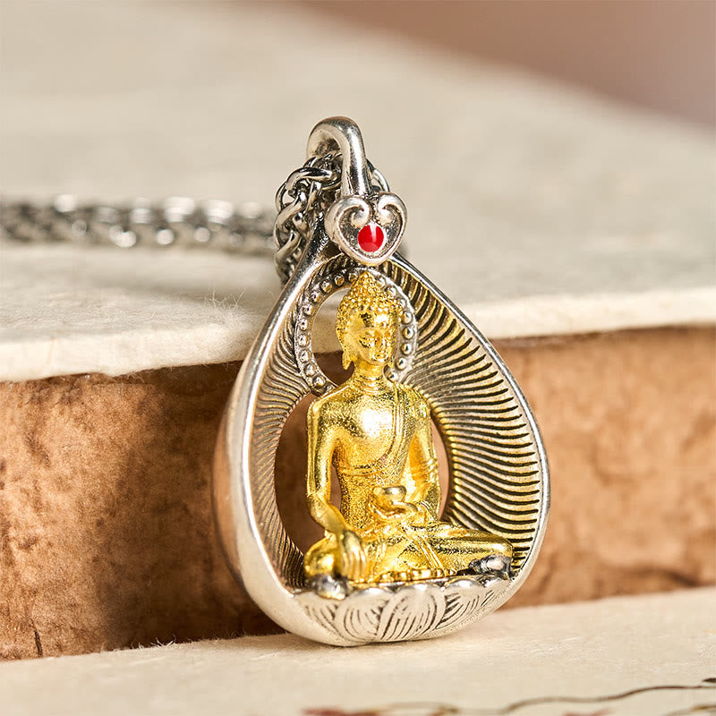 Collier pendentif porte-bonheur en argent plaqué cuivre , Buddha Stones de Bouddha - Bouddha Shakyamuni - image 8