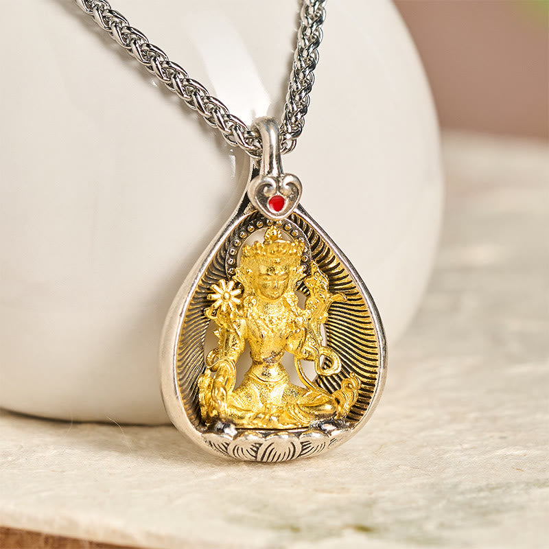 Collier pendentif porte-bonheur en argent plaqué cuivre , Buddha Stones de Bouddha - image 1