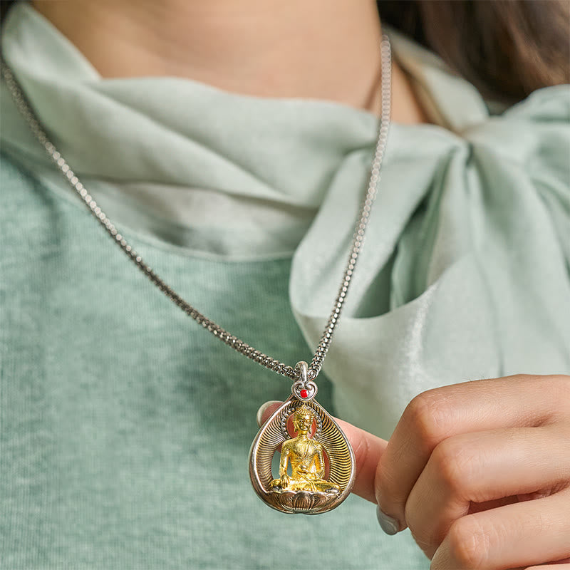 Collier pendentif porte-bonheur en argent plaqué cuivre , Buddha Stones de Bouddha - image 13