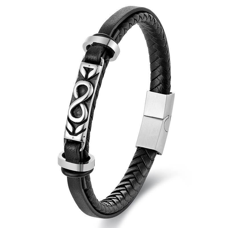 Bracelet en cuir multicouche en forme de huit Buddha Stones, acier titane et équilibre. - image 7