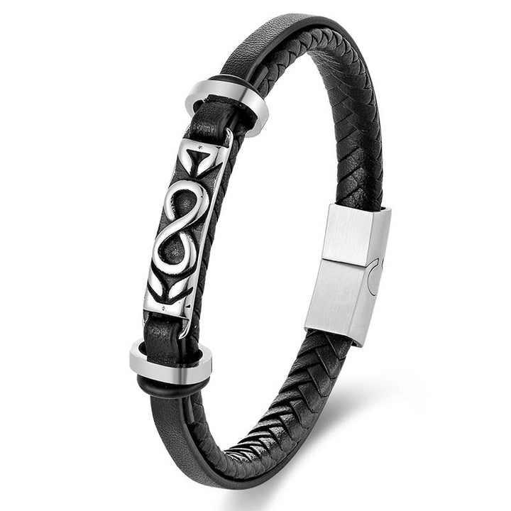 Bracelet en cuir multicouche en forme de huit Buddha Stones, acier titane et équilibre. - image 7