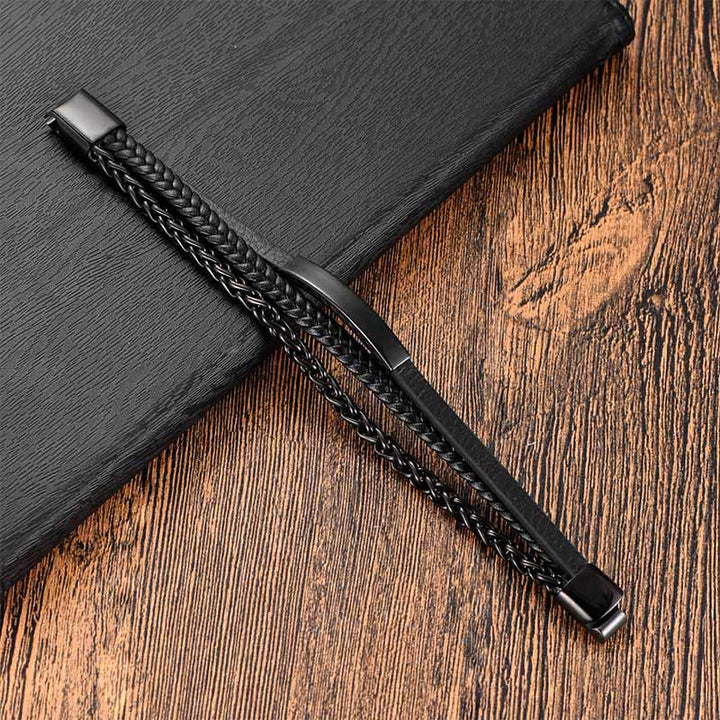 Bracelet en cuir tressé en acier titane et Buddha Stones, pour un équilibre et une sérénité parfaits - image 6