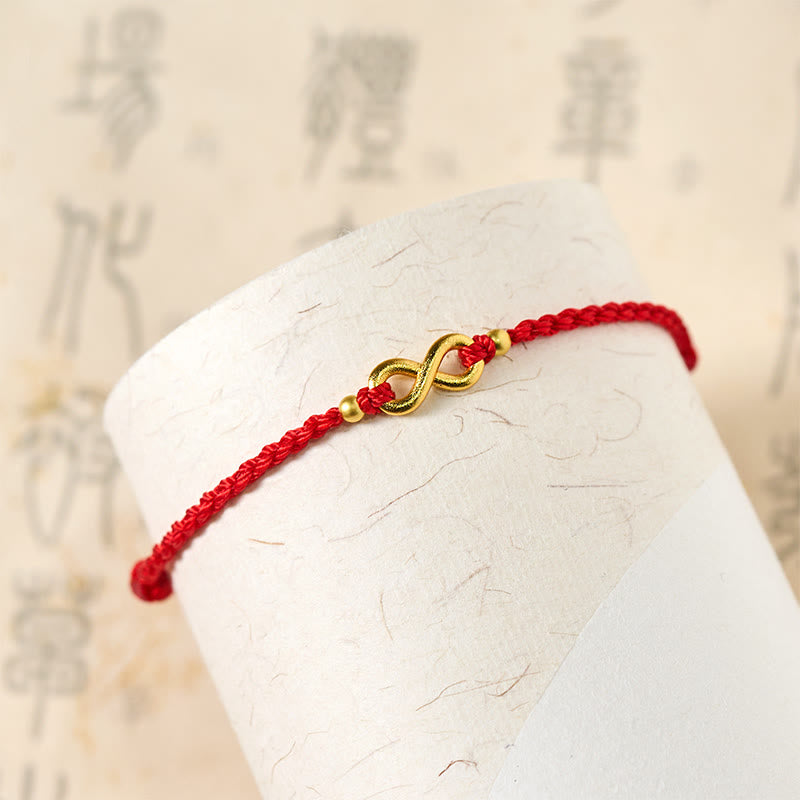 Buddha Stones Bracelet de protection ajustable en laiton rouge avec breloque infini - image 4