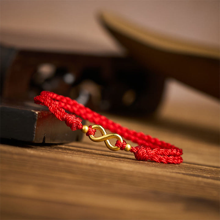 Buddha Stones Bracelet de protection ajustable en laiton rouge avec breloque infini - image 2