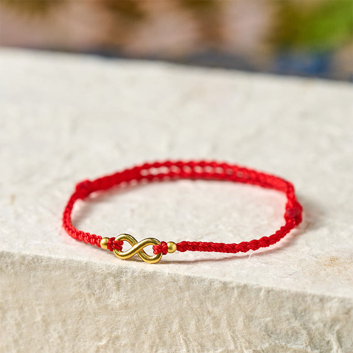 Buddha Stones Bracelet de protection ajustable en laiton rouge avec breloque infini - image 3