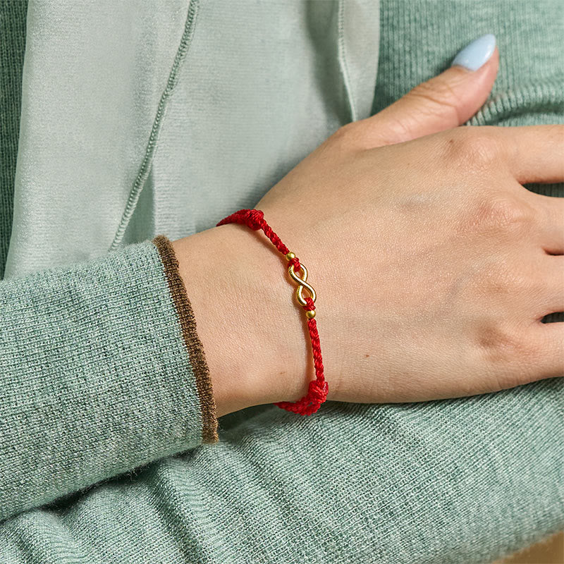 Buddha Stones Bracelet de protection ajustable en laiton rouge avec breloque infini - image 5