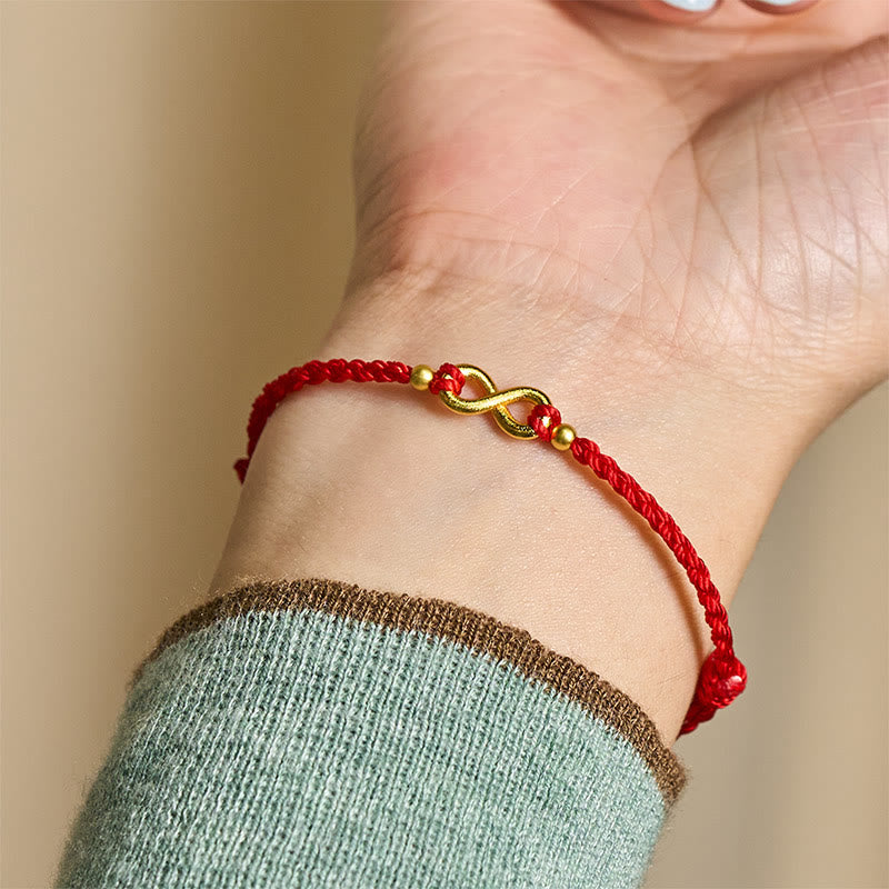 Buddha Stones Bracelet de protection ajustable en laiton rouge avec breloque infini - image 7