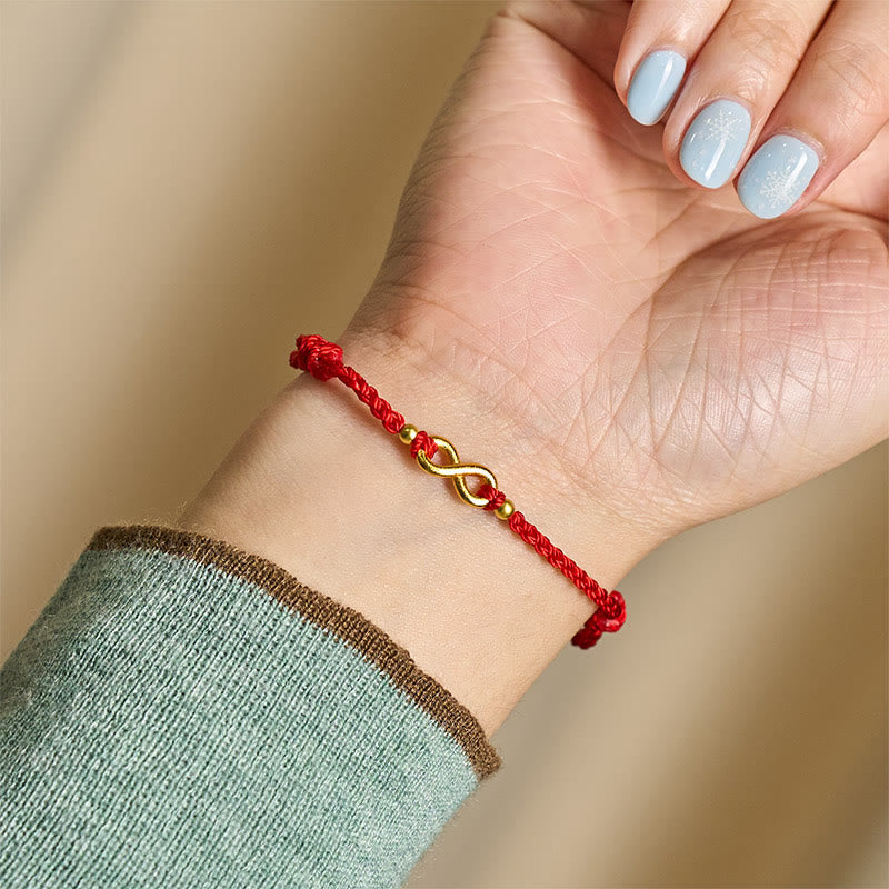 Buddha Stones Bracelet de protection ajustable en laiton rouge avec breloque infini - image 6