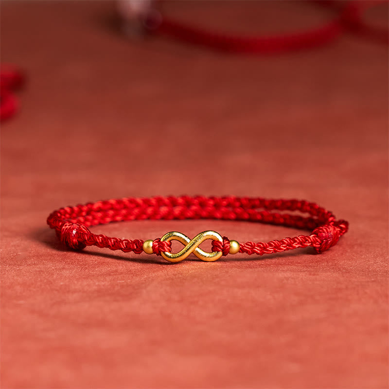Buddha Stones Bracelet de protection ajustable en laiton rouge avec breloque infini - Cordon rouge (Tour de poignet : 14-18 cm) - image 0