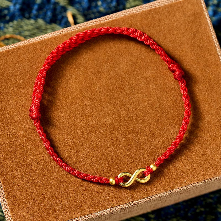 Buddha Stones Bracelet de protection ajustable en laiton rouge avec breloque infini - image 1