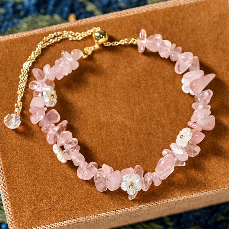 Bracelet d'équilibre en cristal blanc améthyste et améthyste, orné d'un motif floral irrégulier en Buddha Stones - Cristal rose (Tour de poignet : 15-19 cm) - image 33