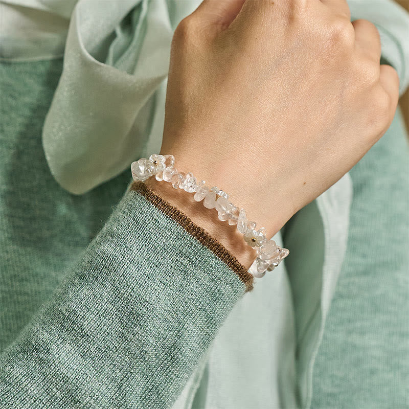 Bracelet d'équilibre en cristal blanc améthyste et améthyste, orné d'un motif floral irrégulier en Buddha Stones - image 14