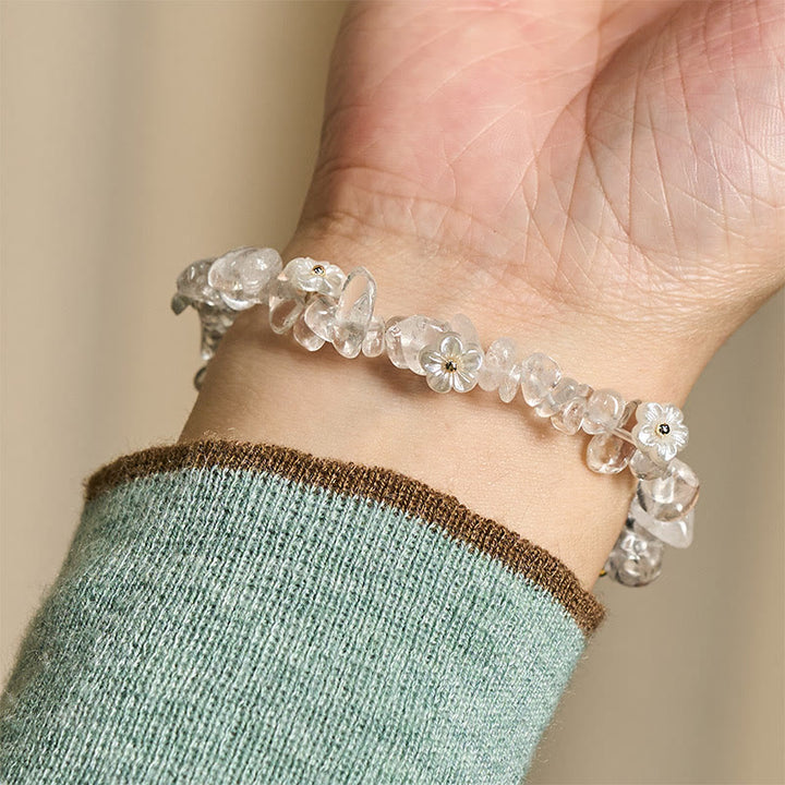 Bracelet d'équilibre en cristal blanc améthyste et améthyste, orné d'un motif floral irrégulier en Buddha Stones - image 15