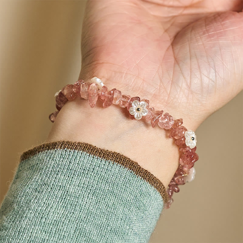 Bracelet d'équilibre en cristal blanc améthyste et améthyste, orné d'un motif floral irrégulier en Buddha Stones - image 47