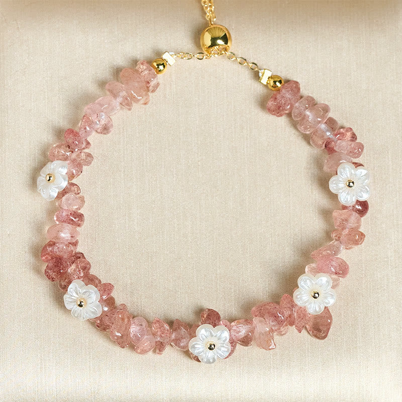 Bracelet d'équilibre en cristal blanc améthyste et améthyste, orné d'un motif floral irrégulier en Buddha Stones - image 43